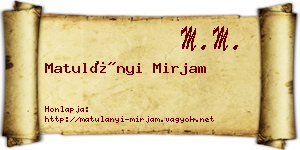 Matulányi Mirjam névjegykártya